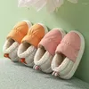 Chinelos de inverno bonito dos desenhos animados crianças casuais sapatos de casa grosso calçado de pelúcia quente para crianças antiderrapante meninos meninas calcanhar envoltório chinelo de algodão