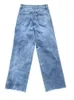 Jeans da donna a vita alta retrò alieno doppio ricamo pantaloni da donna casual lavati pantaloni larghi a gamba dritta