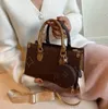 Moda en el camino 2pcs MUJERES LUJOS DISEÑADORES BOLSOS DE CUERO GENUINO BOLSOS MENSAJERO Bandolera bandolera Totes Monedero Shoppingbag