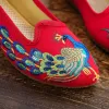 Eten VeoWalk Handmade ademende balletflats puntige teen erwt borduur flats vrouwen casual slip op elegante wandeling canvas schoenen