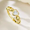 Cluster Rings Vinregem Heart Cut Lab skapade safir Gemstone 18K Gold Plated 925 Sterling Silver Ring for Women Wedding Party Jewelry