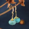 Dangle Oorbellen Lente en Zomer Mode Vintage Blauwe Cloisonne Drop Natuurstenen Etnische sieraden voor vrouwen