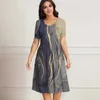 Vestidos casuais vestido de praia solto ajuste elegante plus size mulheres verão a linha midi com contraste cor impressão macio tecido respirável