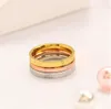 Bague de mariage 3 en 1 pour femmes, cercle de lettres d'amour, bagues de styliste, bijoux tendance, marque, accessoires de couple, cadeau Premium avec boîte