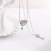 Designer Titanium Steel 18K Gold French Elegant Tiffay and Co Bow Electric Diamond Heart Key Double Lay Halsband för kvinnor