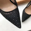 Boots Tikicup Crocefeff Mulheres apontadas de malha de ponta com pequenos pregos Black Sexy Ladies Party Party High Sapatos de Sapatos de Diamante Bombas de Diamante