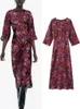 TRAF – robe mi-longue à imprimé Floral pour femmes, vêtements élégants, manches Raglan, col rond, fête, bal, plage, 2023, 240312