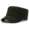 Ball Caps Vintage Adjustable Cotton Military Flat Top Mens Cadet Style Hat Sun Protective Casual Cap Fitted Thicker Warm