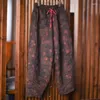 Spodnie damskie Johnature Women Vintage Print kwiatowy szeroki nóg elastyczna talia Ramie Spring spodni 2024 LUSKIE