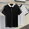 Men's Polos Clothes Black With Collar Male Tee Shirts Striped Polo T-shirt In Streetwear Ordinary Top Quick-drying