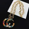 Designer Necklace Colorful diamond earrings set brass material vintage pattern chain aretes luxury earring for woman wedding party high quality with box