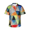 Chemises décontractées pour hommes Géométrie abstraite Chemise de plage Aquarelle Rayures Imprimer Hawaïen Hommes Blouses élégantes à manches courtes Harajuku Vêtements
