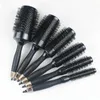 6st/Set Black Boar Bristles Round Hair Comb Professional Frisör Hårborste Antistatisk frisörsalongstylingverktyg 240314