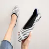 Casual Shoes 2024 Flying Woven Black And White Stripes Color Matching Women Comfortable Pointed Toe Boat