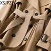 Trench Coat coreano Plus Large Size Capispalla casual Ispessimento Moda 4XL Abito camicia lunga invernale Donna Frangivento marrone 240309