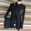 Ternos elegantes para homens, conjunto de terno de noivo, duas peças, novo estilo, gola alta, blazers, slim fit, design de tendências, trajes