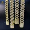 Groothandel Vvs Moissanite Pass Diamond Tester 2 Rijen Miami Cubaanse Link Chain 12mm 14mm 18mm Hip Hop ketting Armband Mannen Sieraden