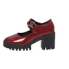 Dress Shoes Platform Heels Women 2024 Spring Round Toe Women's Pumps Comfortable Chunky Heel High Quality Wine Red