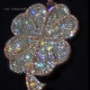 Pendentif personnalisé en forme de trèfle à quatre trèfles, diamant glacé, plaqué or, certifié VVS GRA, Moissanite