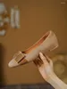 Buty swobodne natury zamszowe kobiety Flats 2024 Spring Autumn Square Ballet Flat Eleganckie zielone aplikacje moreli