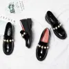 Oxfords 2020 Patentleder Perlen Oxfords Frauen Schuhe Britische Derby -Schuhe für Frau Flats Perlen Schlupf auf Cashmere -Slipper Größe 3442