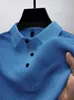 Мужские поло, высококачественная сетчатая футболка из ледяного шелка с короткими рукавами, рубашка с воротником, летняя однотонная рубашка-поло