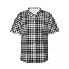 Camicie casual da uomo Camicia hawaiana da vacanza Camicette geometriche pied de poule Texture nera Abbigliamento classico a maniche corte da uomo