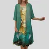 Casual Dresses Shawl Jacket Summer Dress Floral Print Women's Coat Set With Oregelbul Hem Soft Chiffon Fabric Kne Length For Stylish