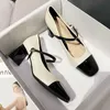 HBP Non-Brand Womens high heels soft leather Mary Jane shoes color blocking shoes thick shoes