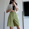 Spodnie damskie Koreańskie szorty Kobiety Kobiety 2024 Wysokie talia duże letnie biuro damskie proste kobietę o długości kolana