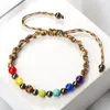 Filo classico intrecciato 7 Chakra Bracciale Uomo Donna Multicolor Corda regolabile Argento Color oro Perline di rame Gioielli di moda