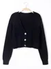 Kvinnors stickor Kort stil med hög midja Slim Plastic Sweater Women 2024 Spring Single-Breasted Sticked Cardigan Twist liten jacka