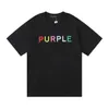 Luxur T-shirt pour hommes 23ss Printemps / été Mode Violet Marque Lettre Coloré Imprimé Hip Hop Hommes et Femmes Casual T-shirt à manches courtes