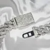 Catena a maglie cubane con moissanite Miami in argento sterling 925 con fibbia personalizzata ghiacciata, larghezza 20 mm