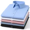 Camisas de vestido masculinas Luxo Hight Qulity Modal Manga Longa para Homens Slim Fit Formal Camisa Simples Elástica Escritório Cor Sólida Roupas de Negócios