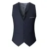 Jackor Slim Fit Suit Vests For Men Black Grey Navy Blue Business Casual Male Waistcoat Single Breasted Gilet Homme formell jacka