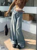 Slergiri jean droit pleine longueur Vintage années 90 Streetwear taille haute pantalon ample à jambes larges femmes Y2K Baggy sans ceinture 240307