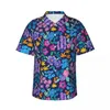 Men's Casual Shirts Bright Flowers Hawaiian Shirt Men Beach Vibrant Floral Short Sleeves Y2K Funny Custom Vintage Oversized Blouses