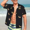 Camicie casual da uomo Camicia hawaiana con stampa di cani dorati da uomo Camicie oversize classiche da spiaggia con animali a maniche corte dal design coreano