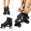 Quad Roller Skates Baskets 4 Roues PU Chaussures Femmes Grils Cuir Artificiel Débutant Shine Led Light Skating Blink Style Chaussures 240312