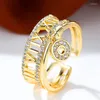 Eheringe Mode Weibliche Kleine Runde Verstellbare Offene Ring Klassische Gelbgold Farbe Verlobungsschmuck Für Frauen