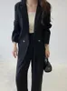 Frauen Anzüge Herbst Winter Vintage Casual Kurze Langarm Blazer Pendeln Einfarbig Lose einreiher Frau Kleidung