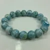 Strand 12mm Natural Larimar Stone Pärlor armband Rund Blue Loose Bangle For Women Men Armband Gift Diy Necklace