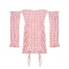 Casual Dresses For Women Autumn And Winter Pink Plaid Dress Off-Shoulder Skirt Vestido De Mujer Femme Robe