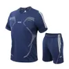 Summer Sports Suit Mens Plus Size Sportswear Ice Silk Short Sleeved Shorts Two-piece Set Fat Man Running