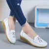 Laarzen platschoenen vrouwen echte lederen mode casual superster dames loafers fringe solide vrouwelijke schoen zachte plus size 4244