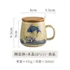 Tasses Tasse En Céramique Tasse Avec Couvercle Cuillère Créative Japonaise Grande Capacité Café Lait Petit Déjeuner Eau Domestique