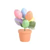 Dekorativa figurer 2024 Skum Easter Eggs Potted Plant målade äggprydnader Kids Gift Party Favors Diy Decorations for Home Desktop