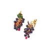 Boucles d'oreilles pendantes en argent S925, aiguille, raisin, émail dessiné à la main, fruits, bijoux pour femmes