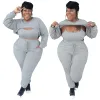 Zestawy 5xl damskie odzież kamizelka bodycon kamizelka z długimi rękawem top i spodnie strój streetwear plus size 3 sztuki